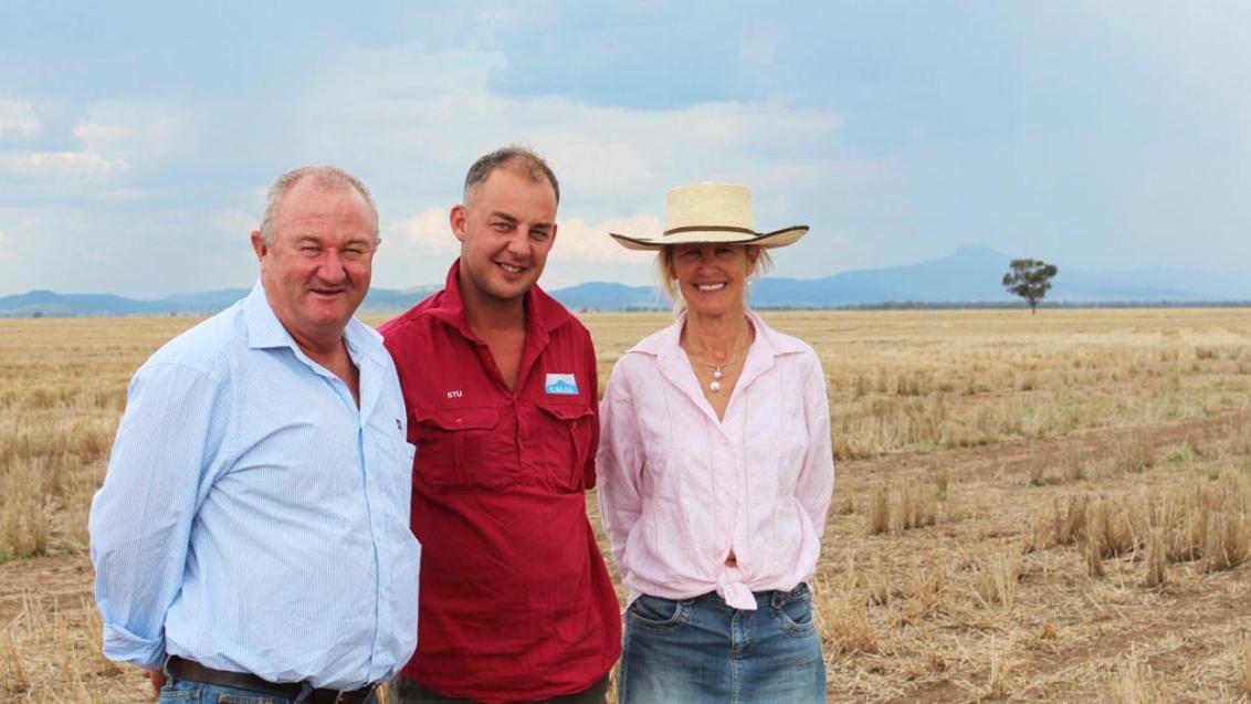 Graeme Callaghan, Stuart Davidson & Margie Pye standing in field