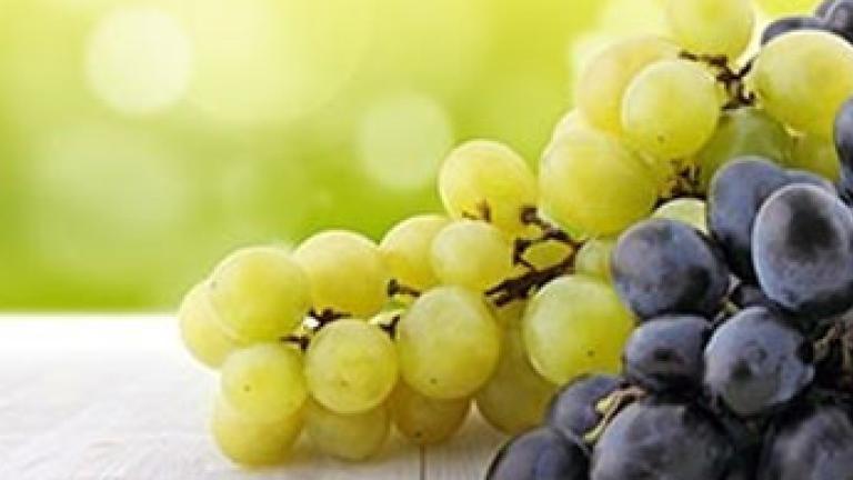 two bunches of grapes