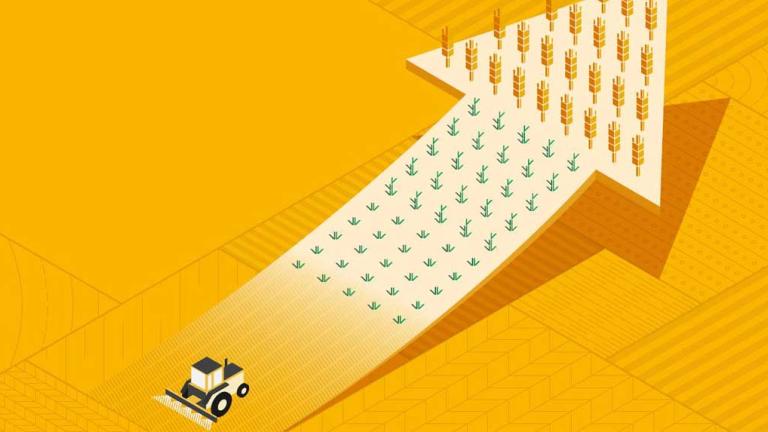 tractor driving up arrow cartoon 