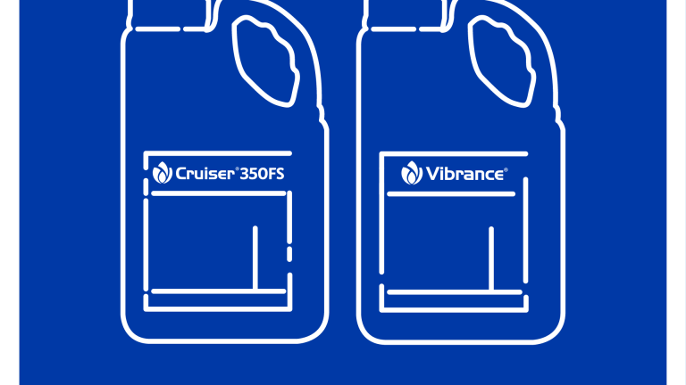 Cruiser 350FS and Vibrance seed treatment product containers logo