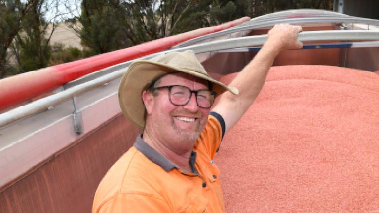 Stuart Wilson with grain