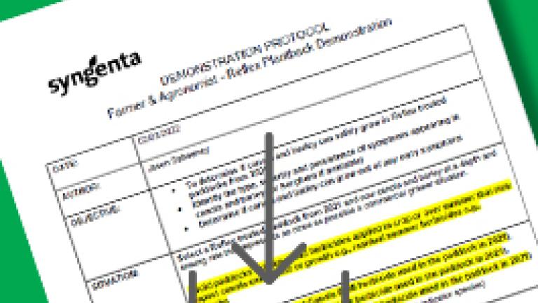 Syngenta product label showing application instructions and dosage rates highlighted in yellow