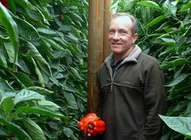 Peter March holding capsicums