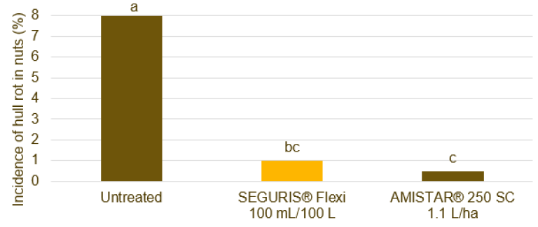 Incidence of full rot in nuts comparison