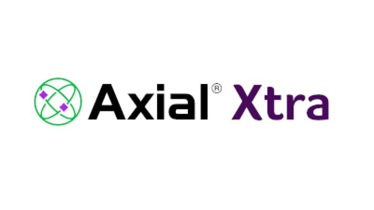 Axial Xtra logo with green circular icon and black and purple text
